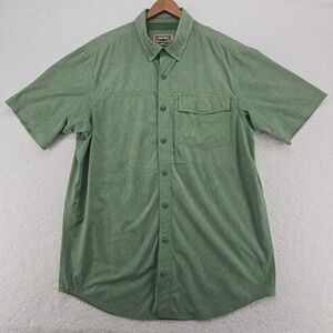 Duluth Trading Co Mens L Tall Short Sleeve Button Up Shirt Green Standard Fit